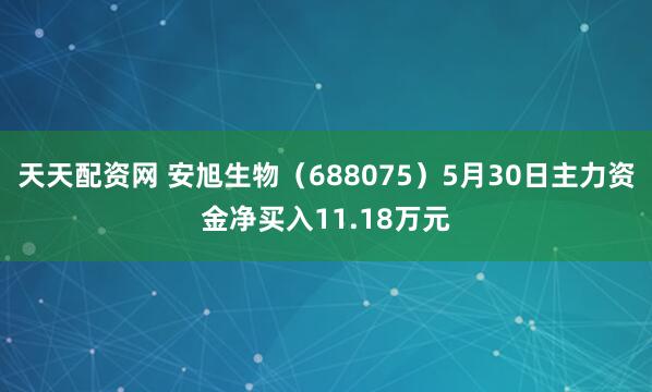 天天配资网 安旭生物（688075）5月30日主力资金净买入11.18万元